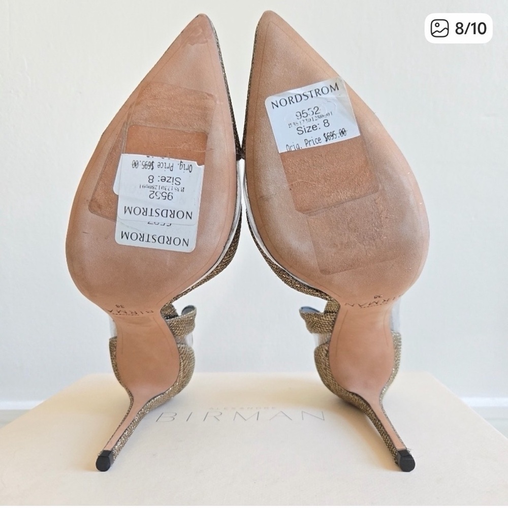 Alexandre Birman Gold Woven D'Orsay Pointed-Toe Pumps - Picture 7 of 9